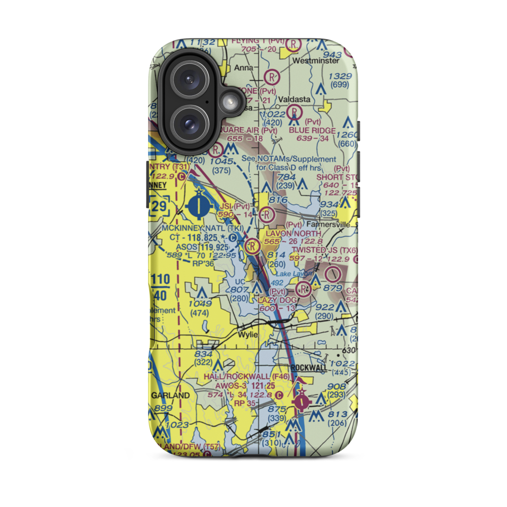 Lavon North Airport (46TS) VFR Sectional  Tough iPhone Case iPhone 16 Plus model shown