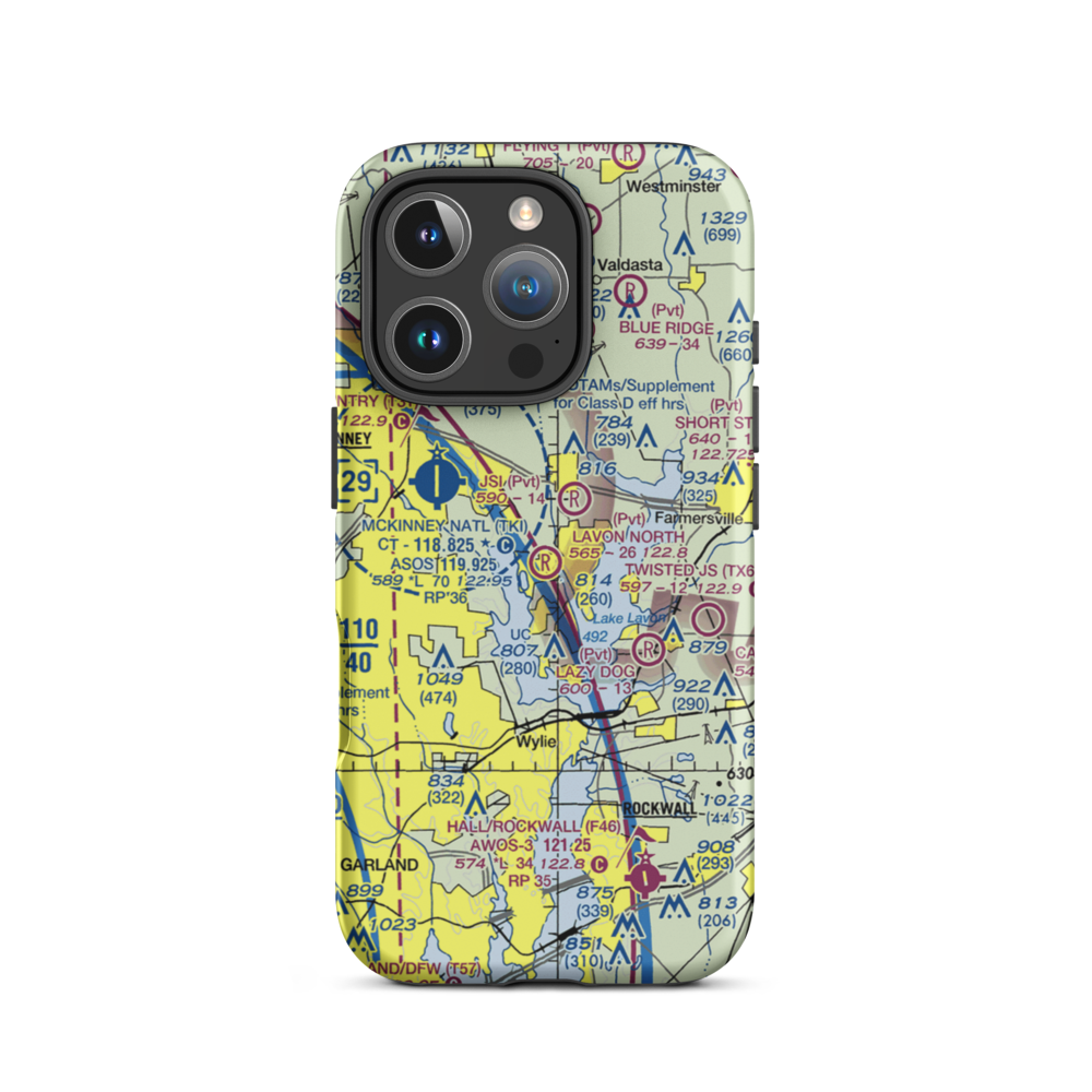 Lavon North Airport (46TS) VFR Sectional  Tough iPhone Case iPhone 16 Pro model shown
