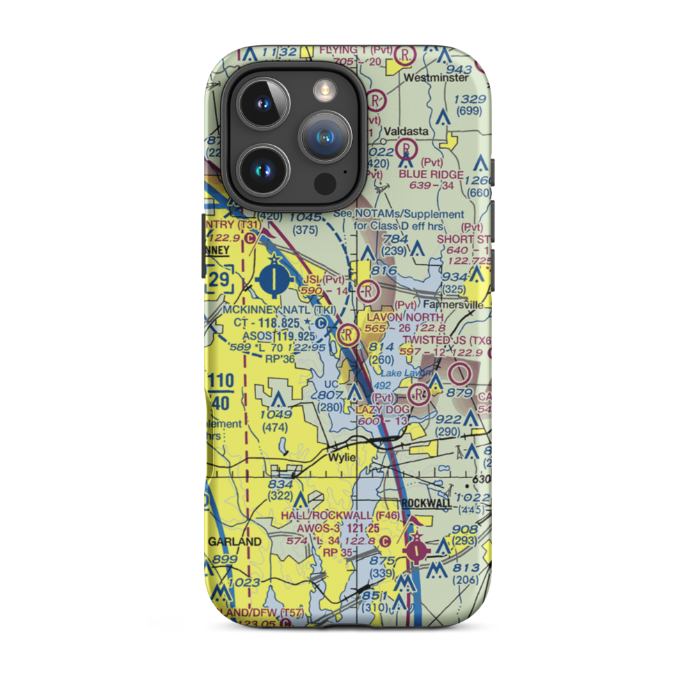 Lavon North Airport (46TS) VFR Sectional  Tough iPhone Case iPhone 16 Pro Max model shown