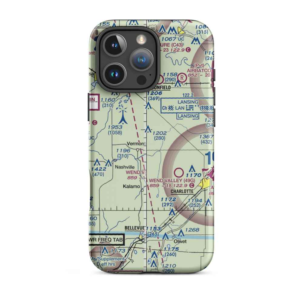 Law Field (35MI) VFR Sectional  Tough iPhone Case iPhone 16 Pro Max model shown