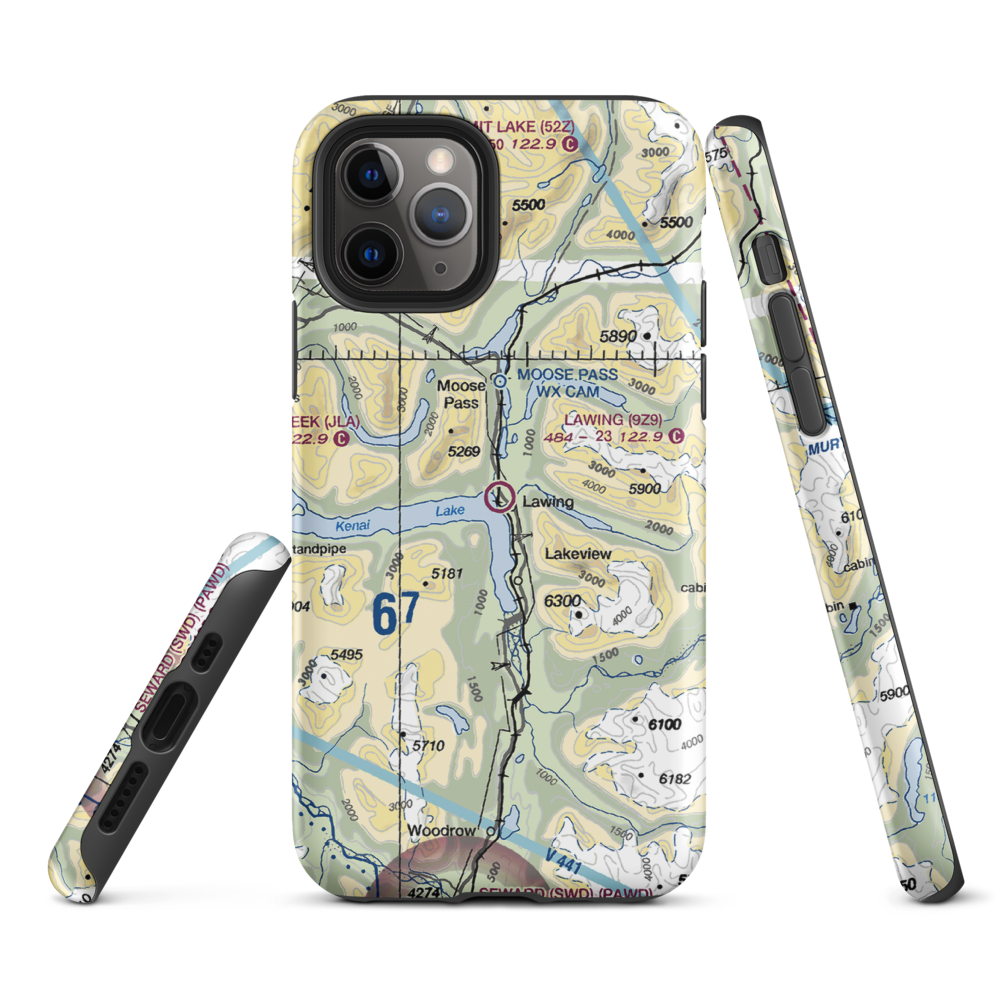 Lawing Airport (9Z9) VFR Sectional  Tough iPhone Case iPhone 11 Pro model shown