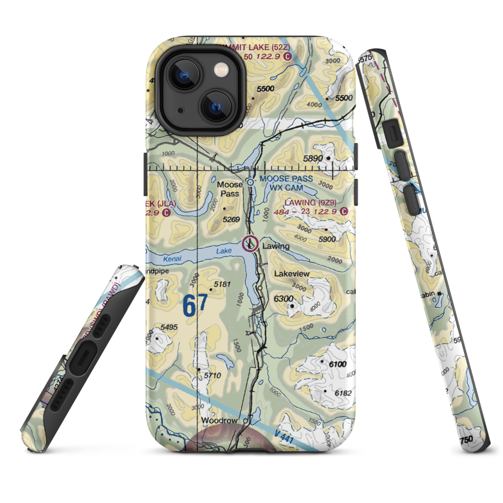 Lawing Airport (9Z9) VFR Sectional  Tough iPhone Case iPhone 14 Plus model shown