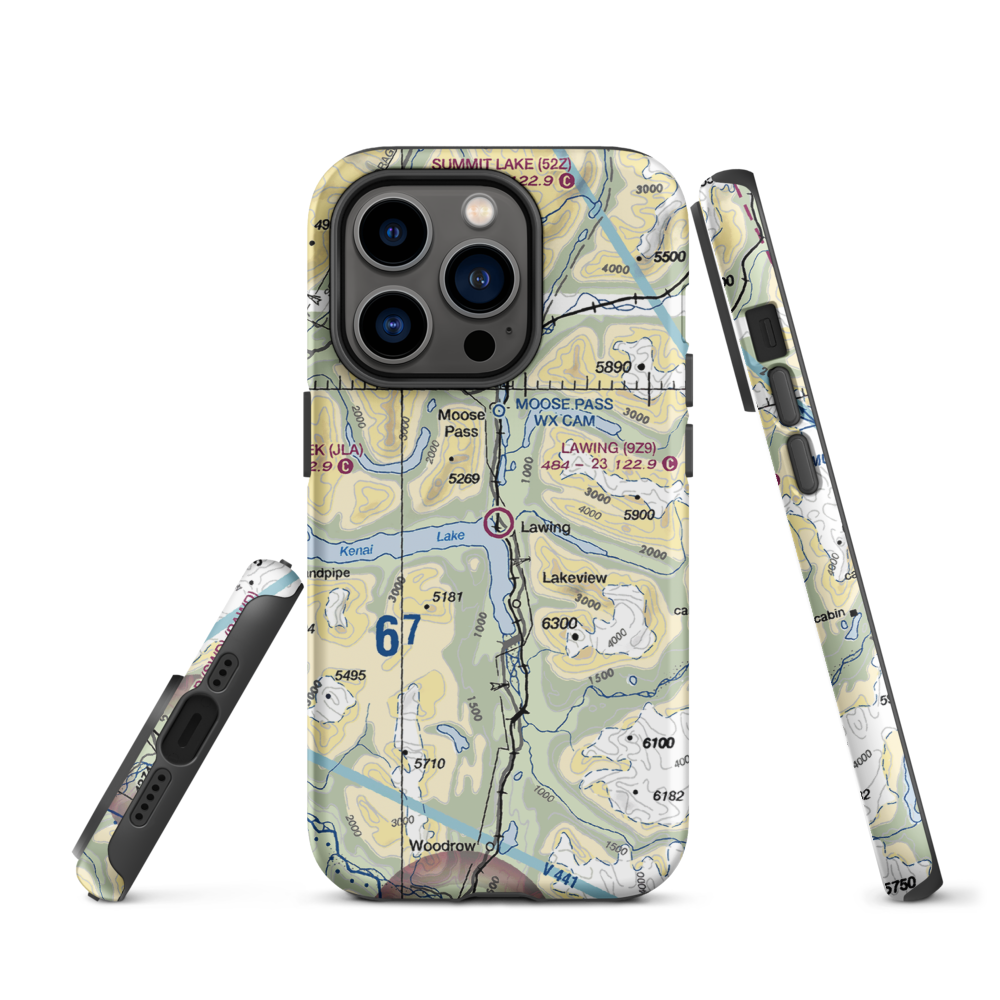 Lawing Airport (9Z9) VFR Sectional  Tough iPhone Case iPhone 14 Pro model shown
