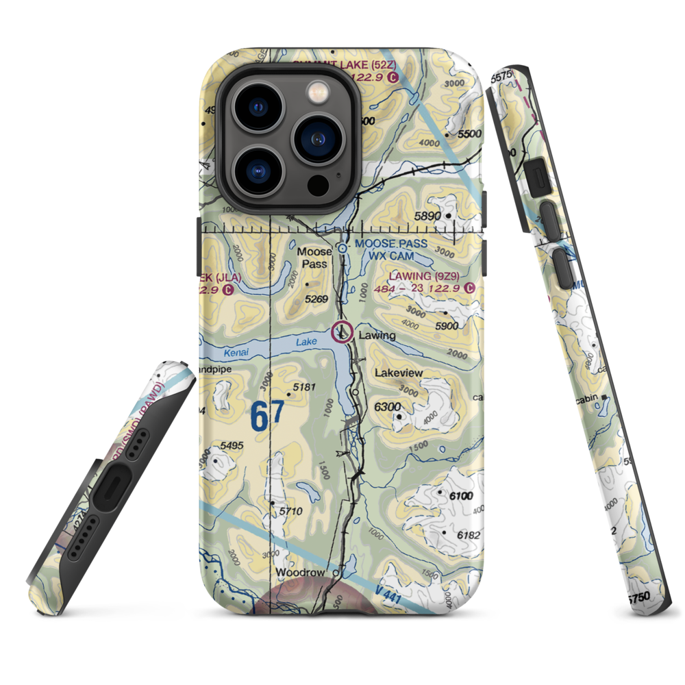 Lawing Airport (9Z9) VFR Sectional  Tough iPhone Case iPhone 14 Pro Max model shown