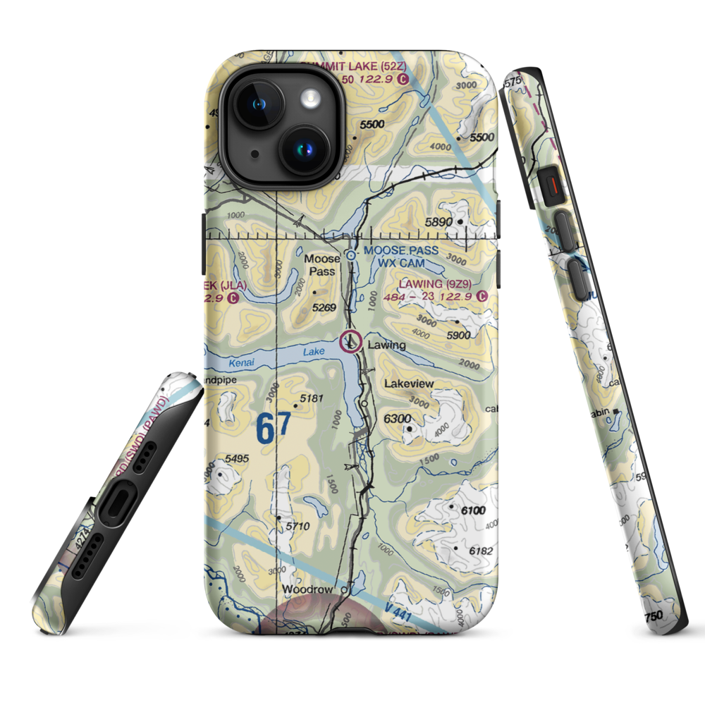Lawing Airport (9Z9) VFR Sectional  Tough iPhone Case iPhone 15 Plus model shown