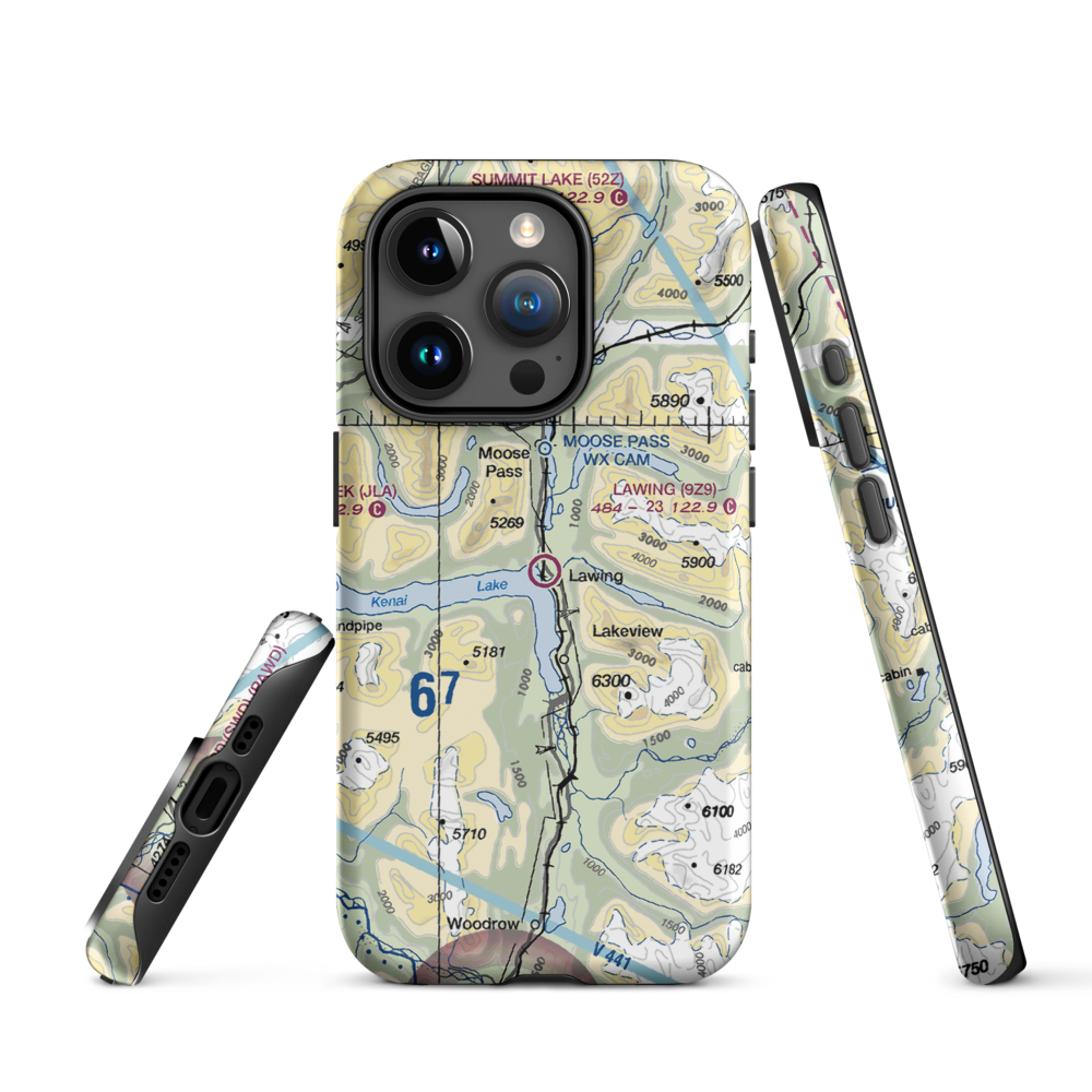 Lawing Airport (9Z9) VFR Sectional  Tough iPhone Case iPhone 15 Pro model shown