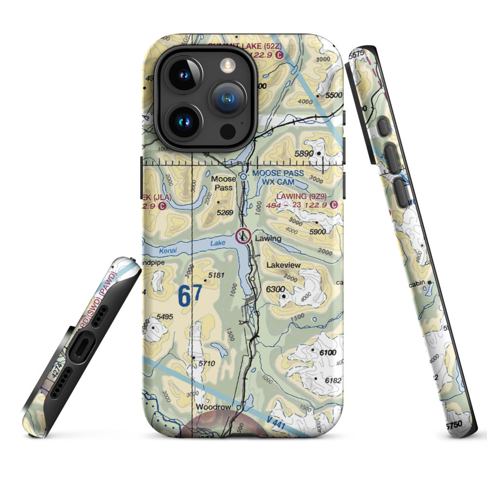 Lawing Airport (9Z9) VFR Sectional  Tough iPhone Case iPhone 15 Pro Max model shown