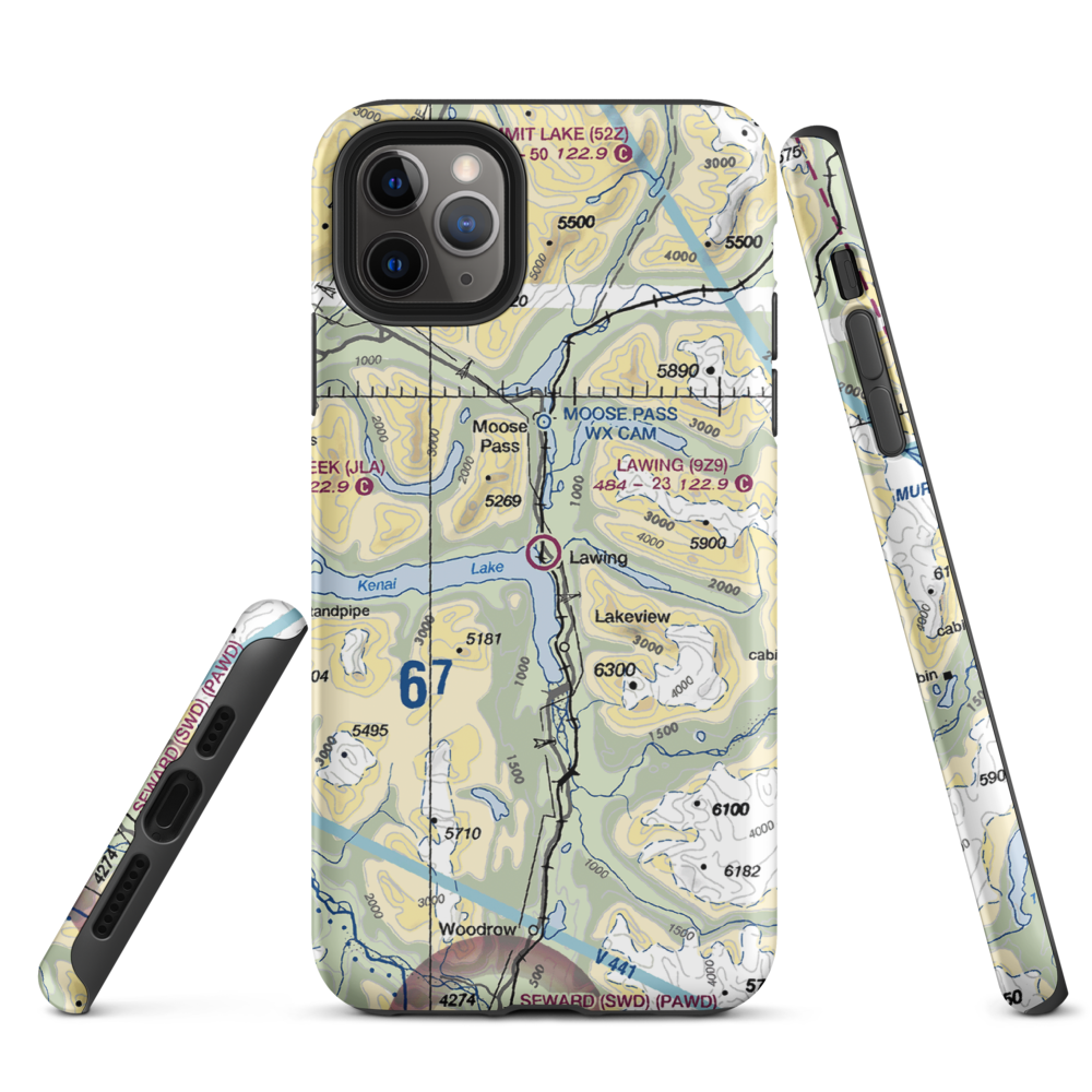 Lawing Airport (9Z9) VFR Sectional  Tough iPhone Case iPhone 11 Pro Max model shown