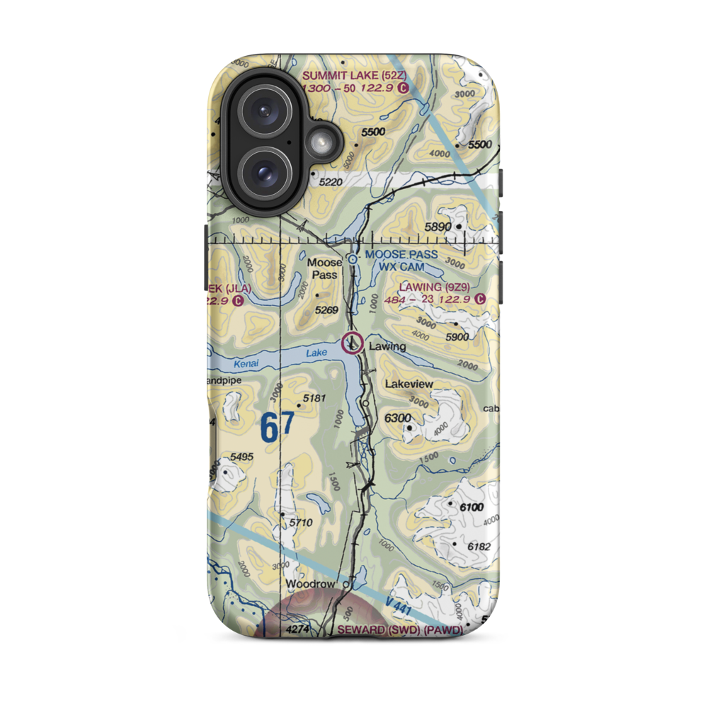 Lawing Airport (9Z9) VFR Sectional  Tough iPhone Case iPhone 16 Plus model shown