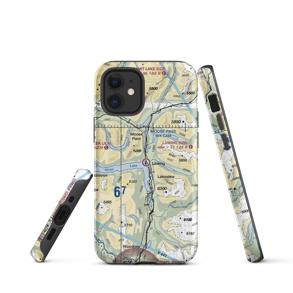 Lawing Airport (9Z9) VFR Sectional  Tough iPhone Case iPhone 12 mini model shown