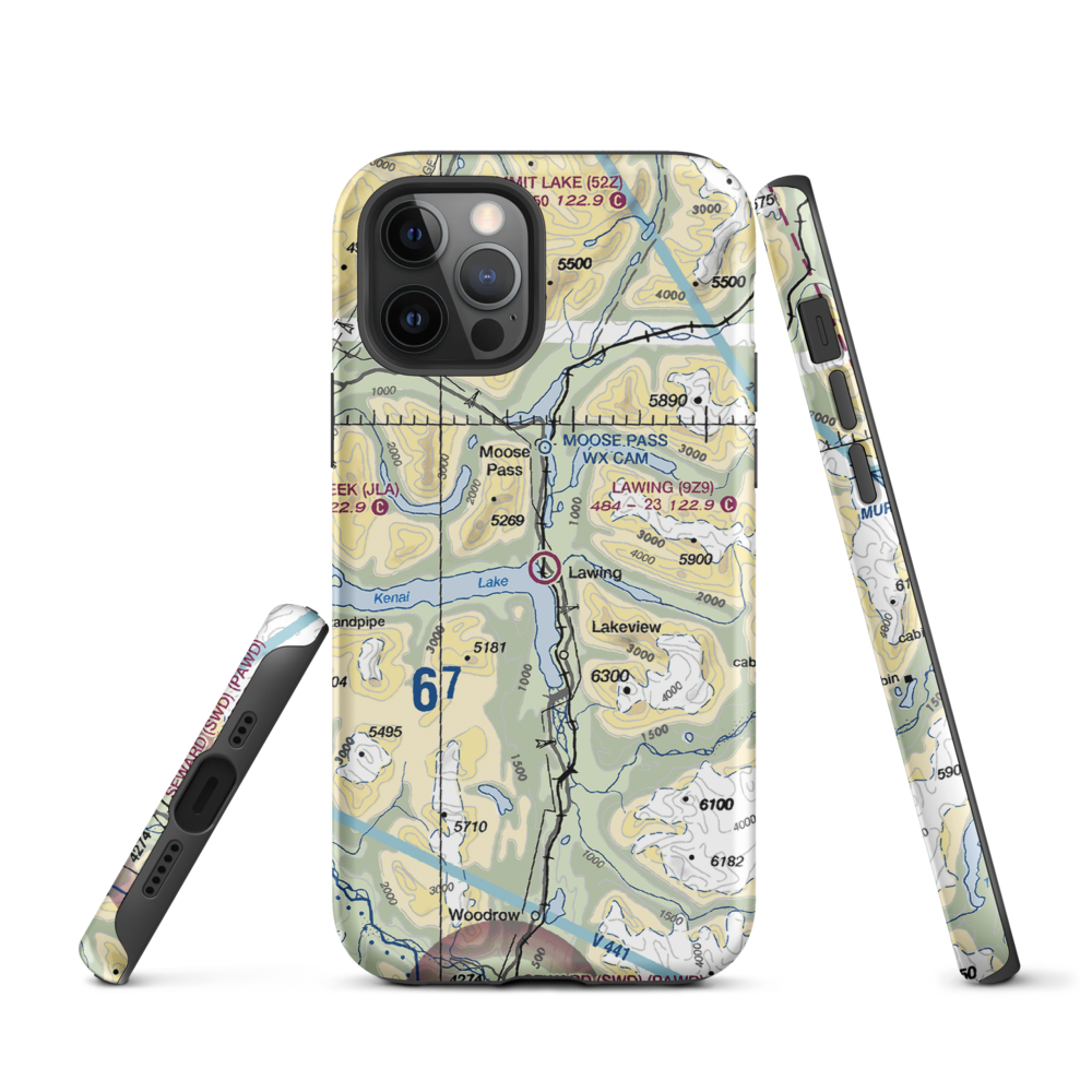 Lawing Airport (9Z9) VFR Sectional  Tough iPhone Case iPhone 12 Pro model shown