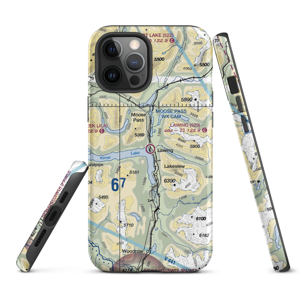 Lawing Airport (9Z9) VFR Sectional  Tough iPhone Case iPhone 12 Pro Max model shown