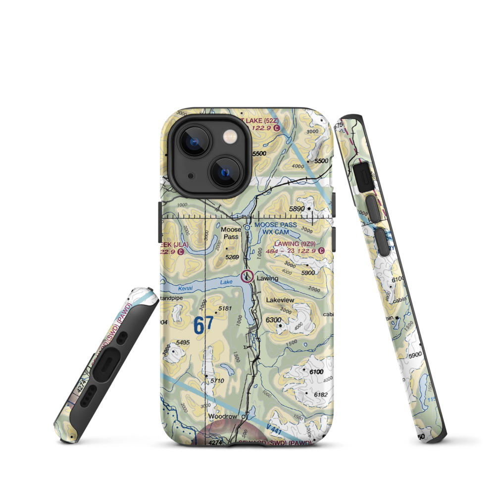 Lawing Airport (9Z9) VFR Sectional  Tough iPhone Case iPhone 13 mini model shown