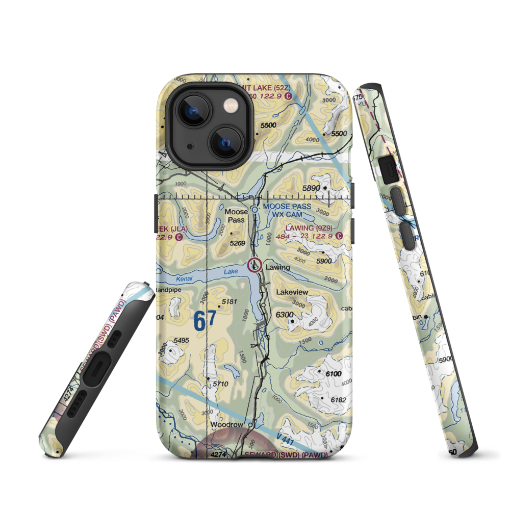 Lawing Airport (9Z9) VFR Sectional  Tough iPhone Case iPhone 13 model shown