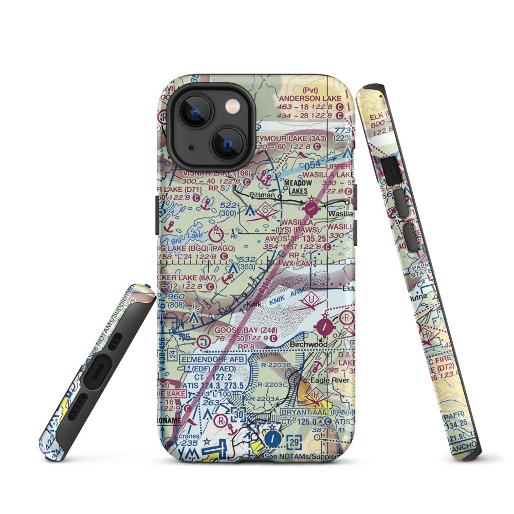 Lawrence Airstrip (55AK) VFR Sectional  Tough iPhone Case iPhone 13 model shown