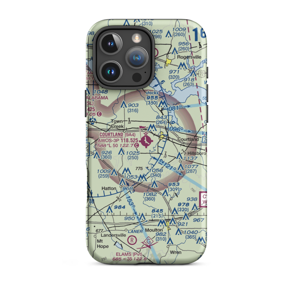 Lawrence County Airport (9A4) VFR Sectional  Tough iPhone Case iPhone 16 Pro Max model shown