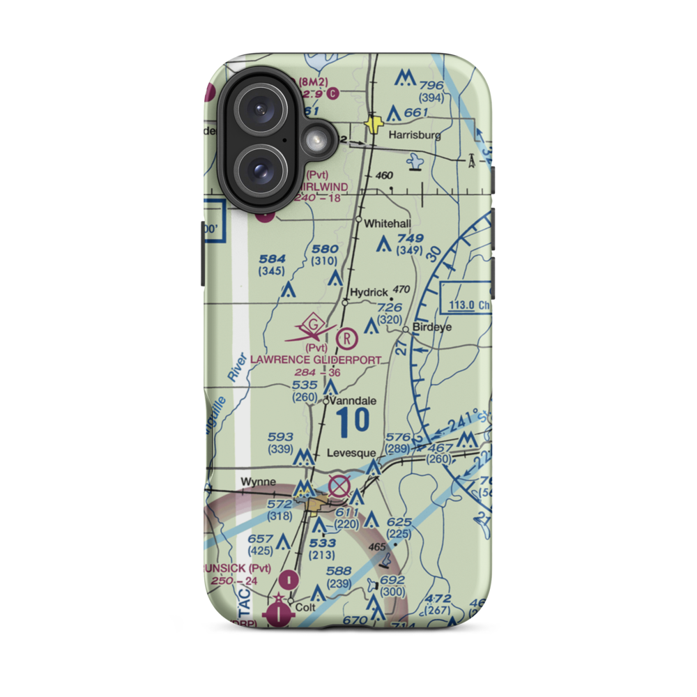 Lawrence Field (4AR5) VFR Sectional  Tough iPhone Case iPhone 16 Plus model shown