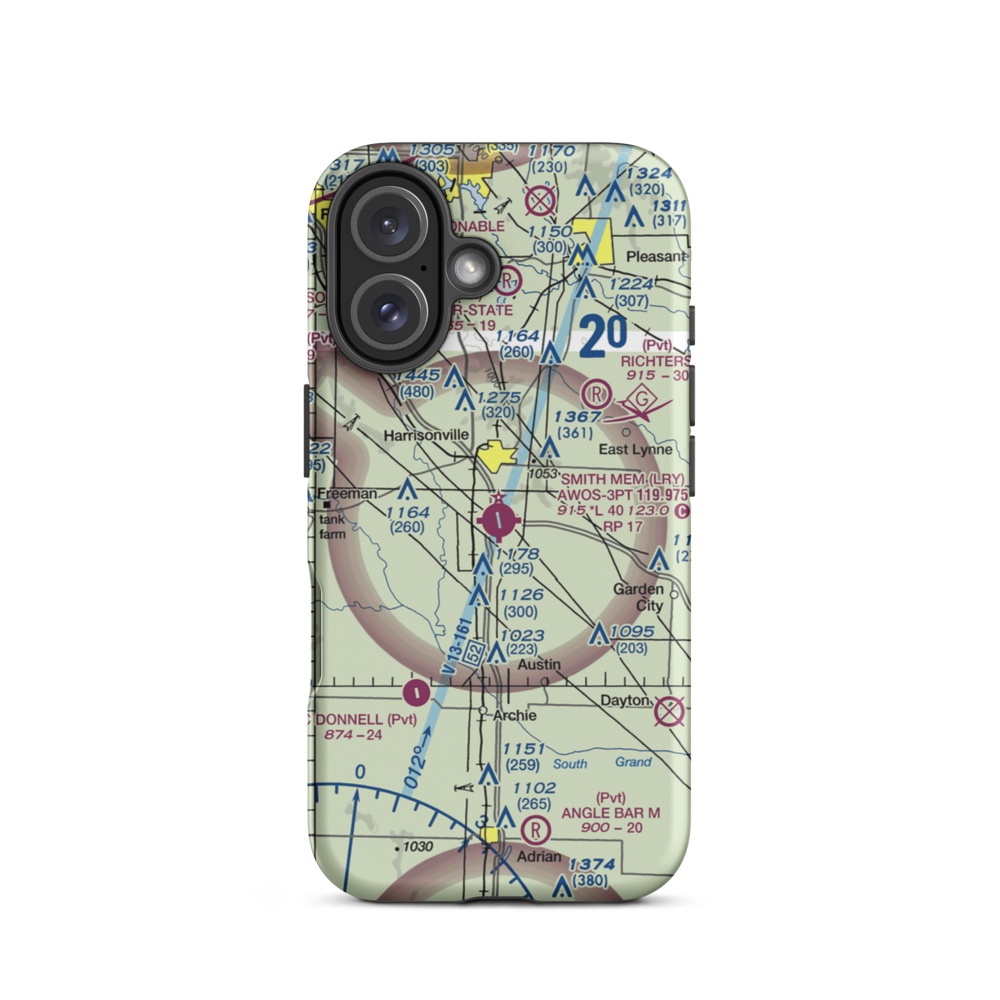 Lawrence Smith Memorial Airport (LRY) VFR Sectional  Tough iPhone Case iPhone 16 model shown