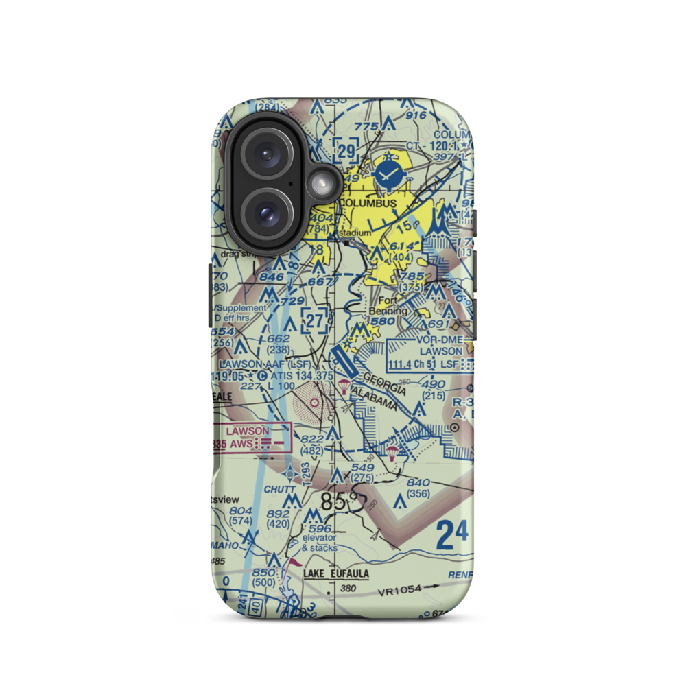 Lawson Army Air Field (Fort Benning) (LSF) VFR Sectional  Tough iPhone Case iPhone 16 model shown