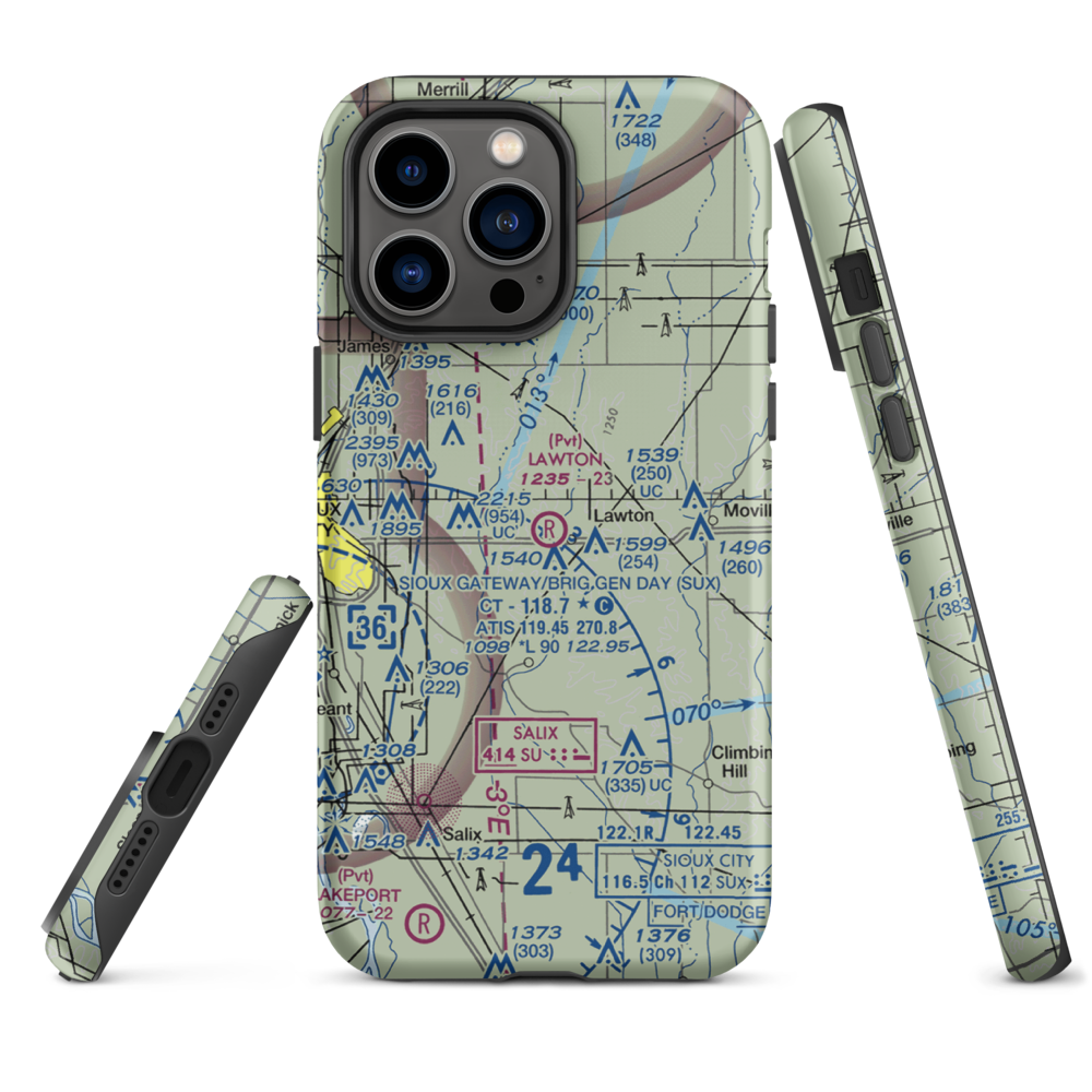 Lawton Airport (IA84) VFR Sectional  Tough iPhone Case iPhone 14 Pro Max model shown