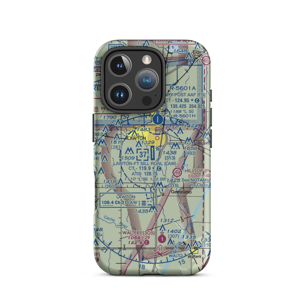 Lawton Fort Sill Regional Airport (LAW) VFR Sectional  Tough iPhone Case iPhone 16 Pro model shown