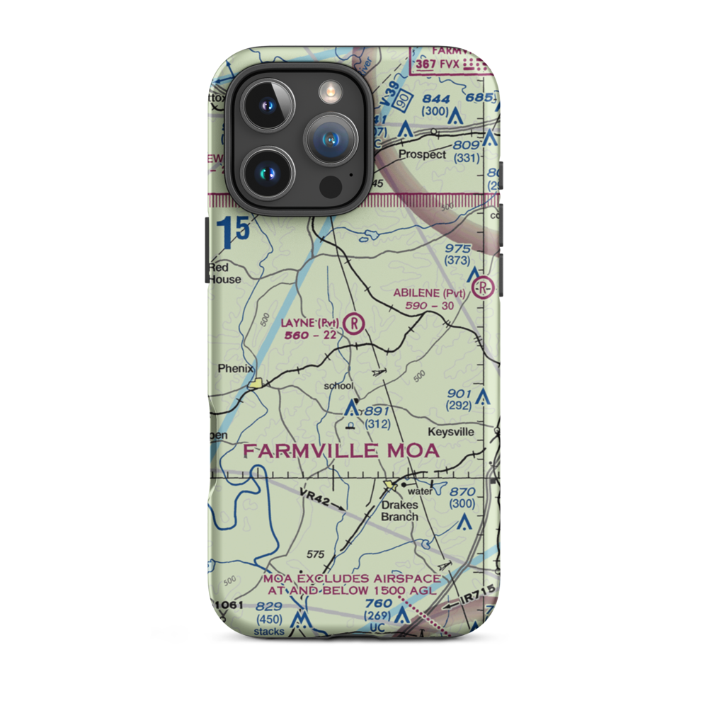 Layne Farm Airstrip (VA28) VFR Sectional  Tough iPhone Case iPhone 16 Pro Max model shown