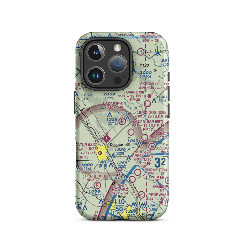 Lazy 9 Ranch Airport (TX64) VFR Sectional  Tough iPhone Case iPhone 16 Pro model shown