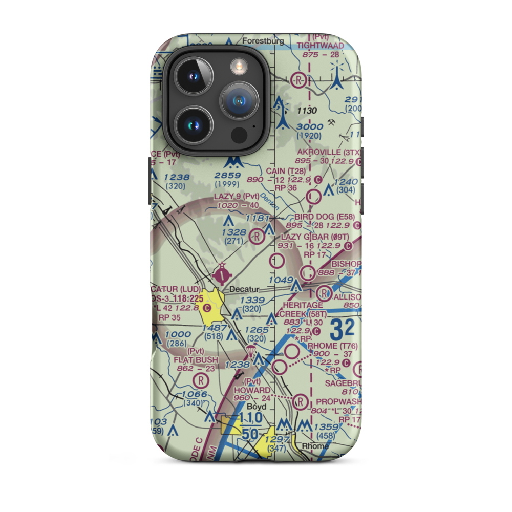 Lazy 9 Ranch Airport (TX64) VFR Sectional  Tough iPhone Case iPhone 16 Pro Max model shown
