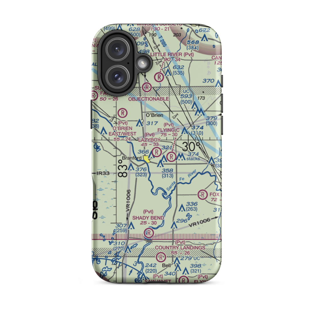 Lazyboy Airport (2FD0) VFR Sectional  Tough iPhone Case iPhone 16 Plus model shown