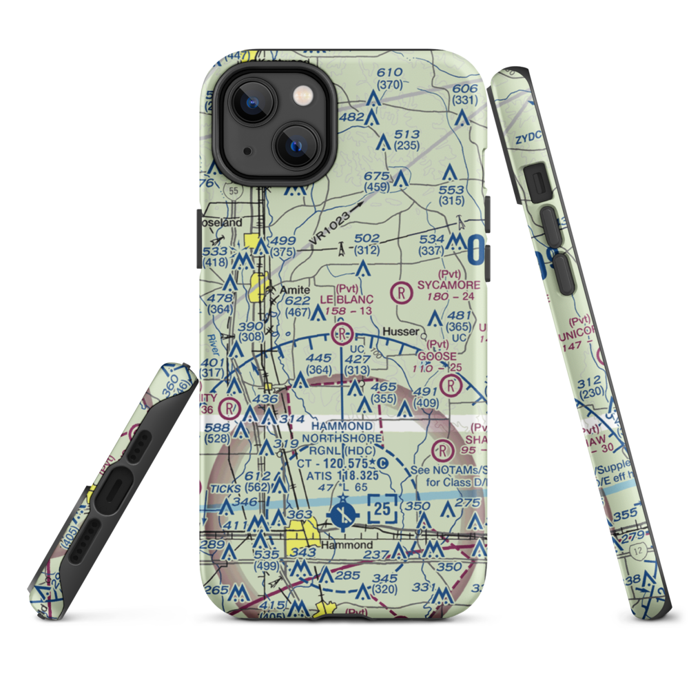 Le Blanc Field (LS86) VFR Sectional  Tough iPhone Case iPhone 14 Plus model shown