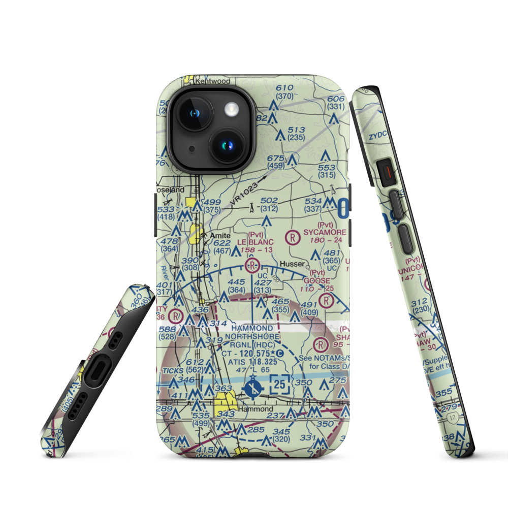 Le Blanc Field (LS86) VFR Sectional  Tough iPhone Case iPhone 15 model shown