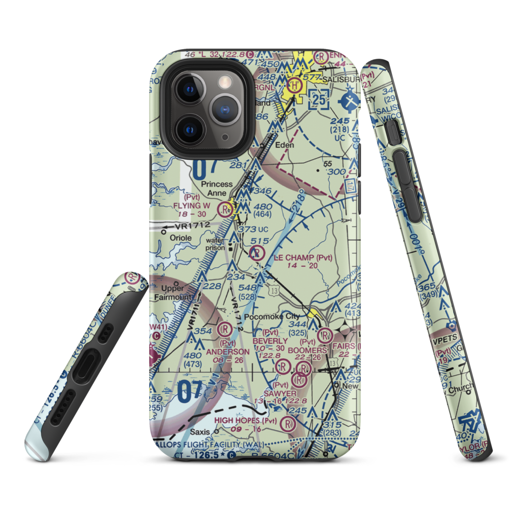 Le Champ Airport (48MD) VFR Sectional  Tough iPhone Case iPhone 11 Pro model shown