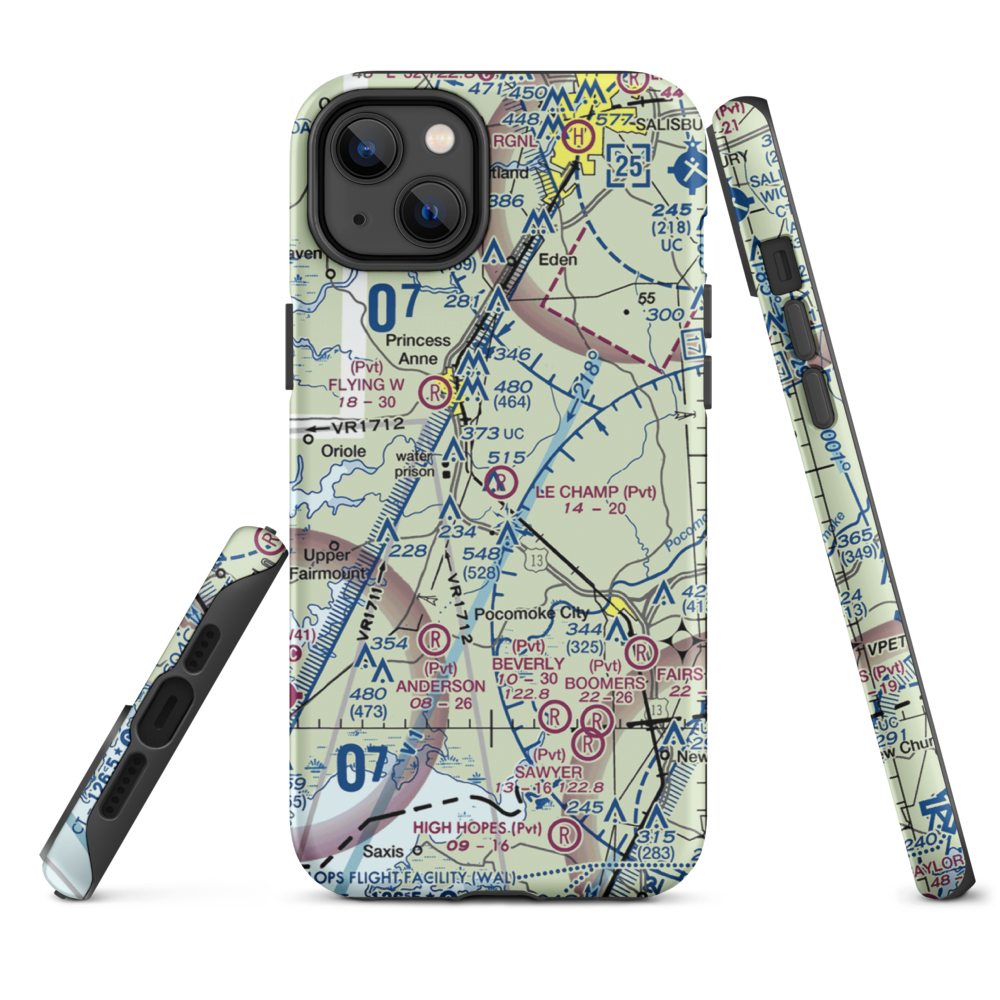 Le Champ Airport (48MD) VFR Sectional  Tough iPhone Case iPhone 14 Plus model shown