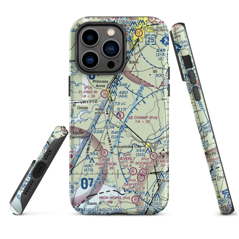 Le Champ Airport (48MD) VFR Sectional  Tough iPhone Case iPhone 14 Pro Max model shown