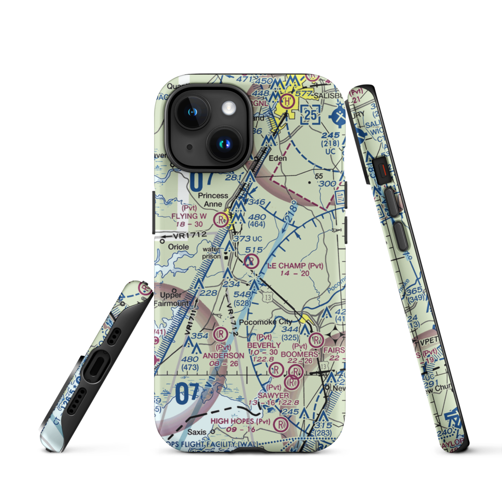 Le Champ Airport (48MD) VFR Sectional  Tough iPhone Case iPhone 15 model shown