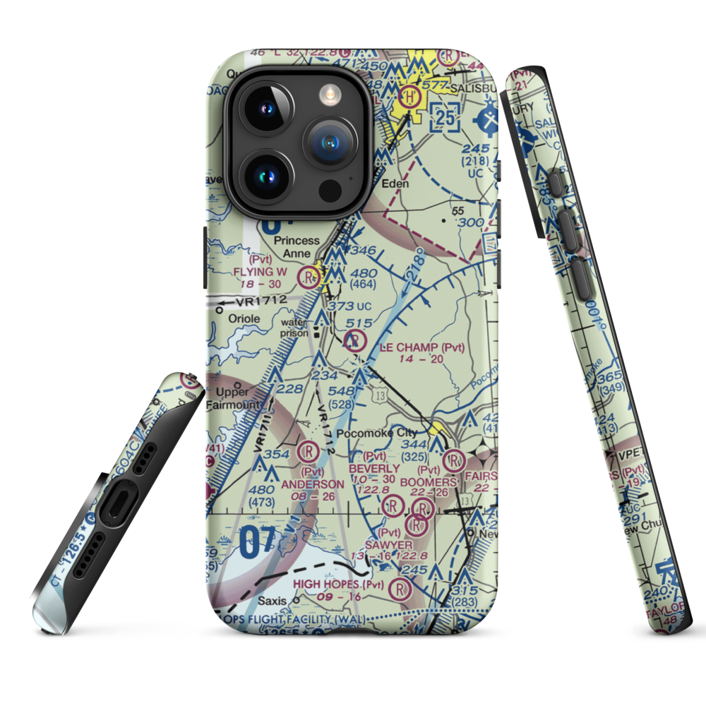 Le Champ Airport (48MD) VFR Sectional  Tough iPhone Case iPhone 15 Pro Max model shown
