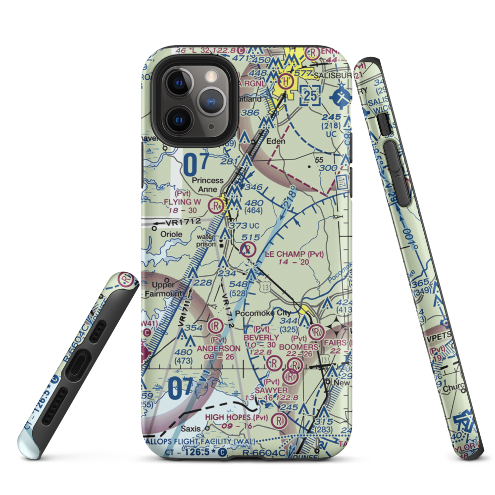 Le Champ Airport (48MD) VFR Sectional  Tough iPhone Case iPhone 11 Pro Max model shown