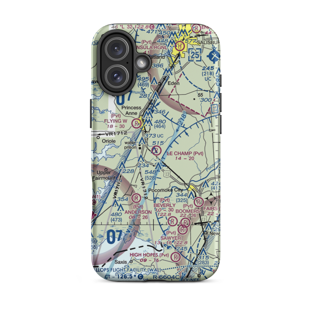Le Champ Airport (48MD) VFR Sectional  Tough iPhone Case iPhone 16 Plus model shown