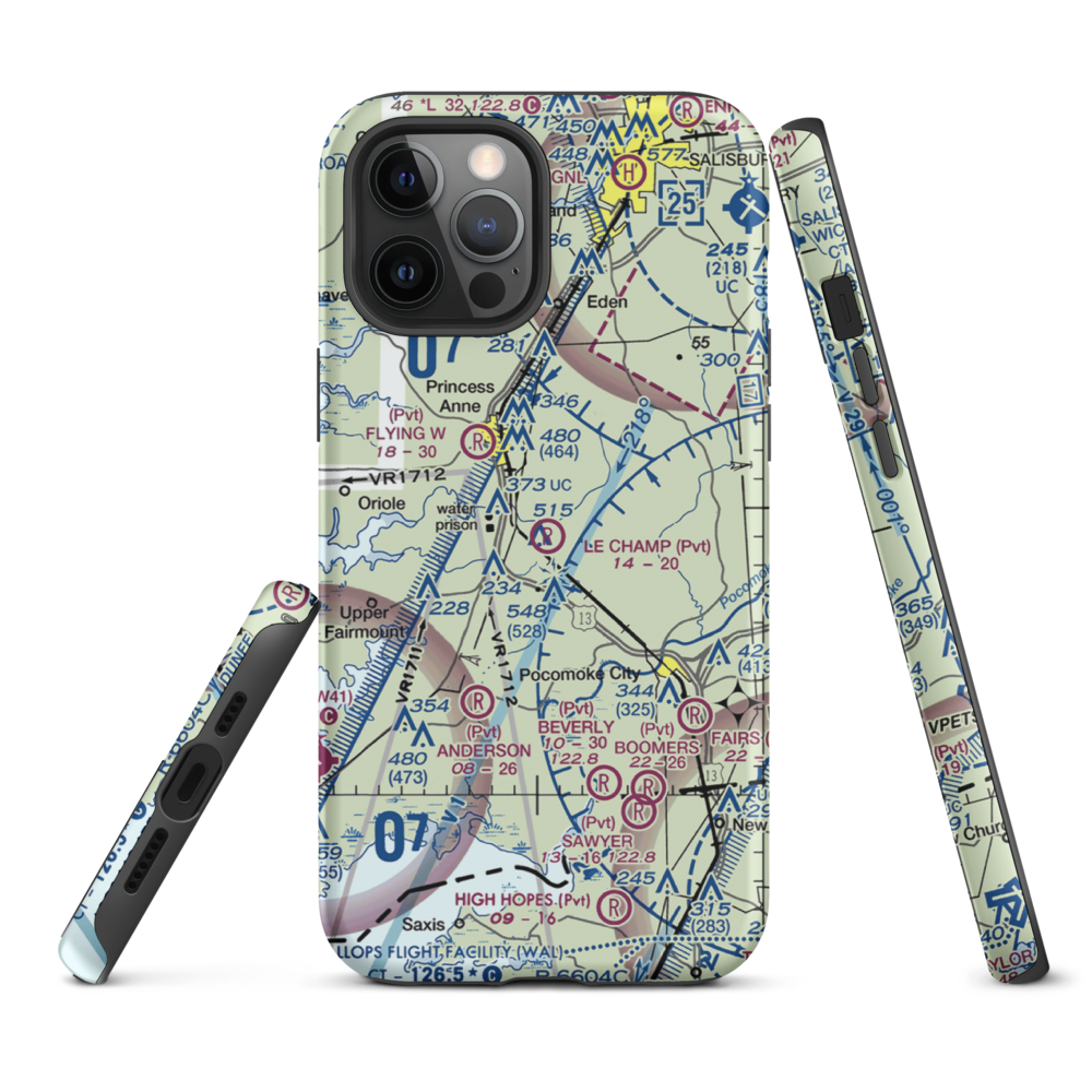 Le Champ Airport (48MD) VFR Sectional  Tough iPhone Case iPhone 12 Pro Max model shown