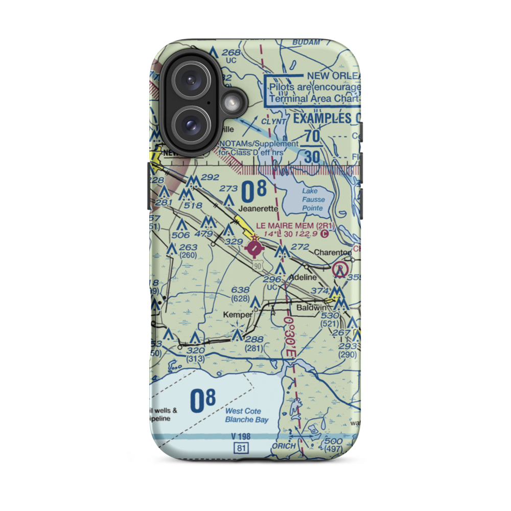 Le Maire Memorial Airport (2R1) VFR Sectional  Tough iPhone Case iPhone 16 Plus model shown