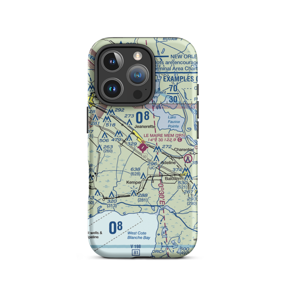 Le Maire Memorial Airport (2R1) VFR Sectional  Tough iPhone Case iPhone 16 Pro model shown