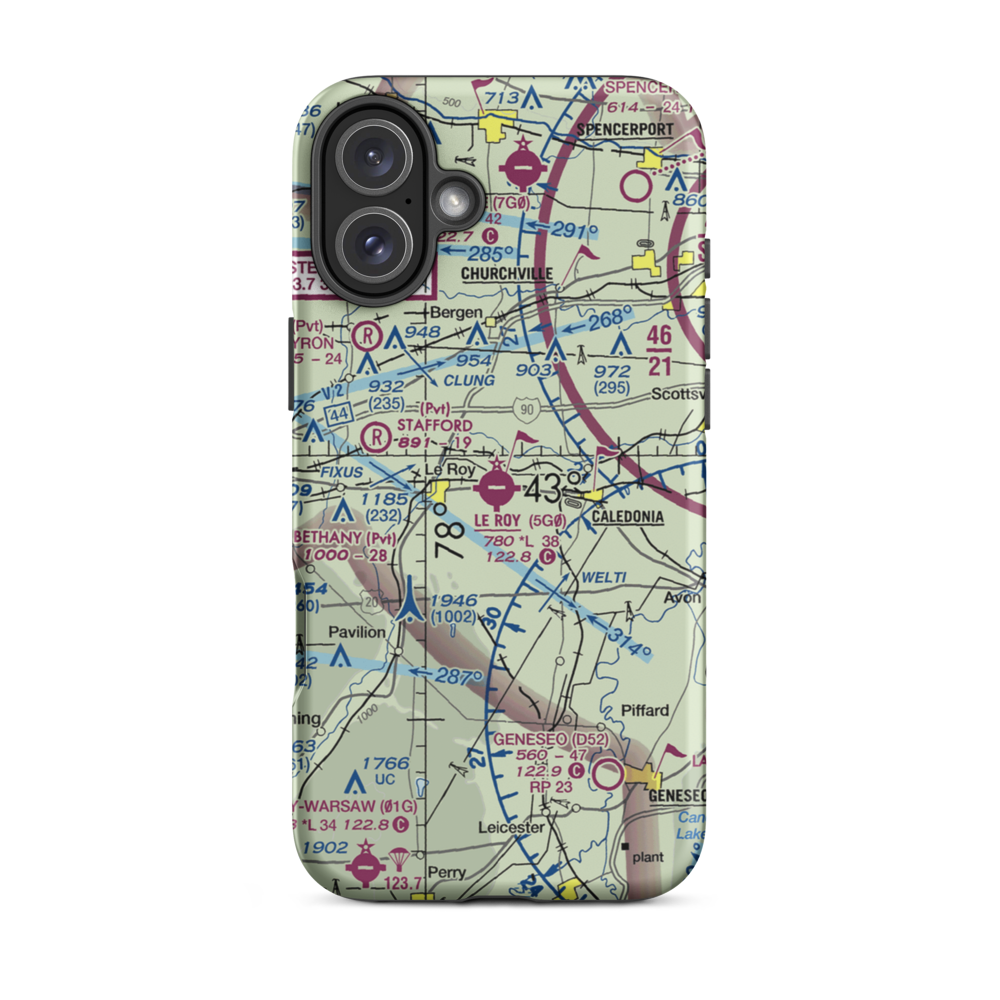 Le Roy Airport (5G0) VFR Sectional  Tough iPhone Case iPhone 16 Plus model shown