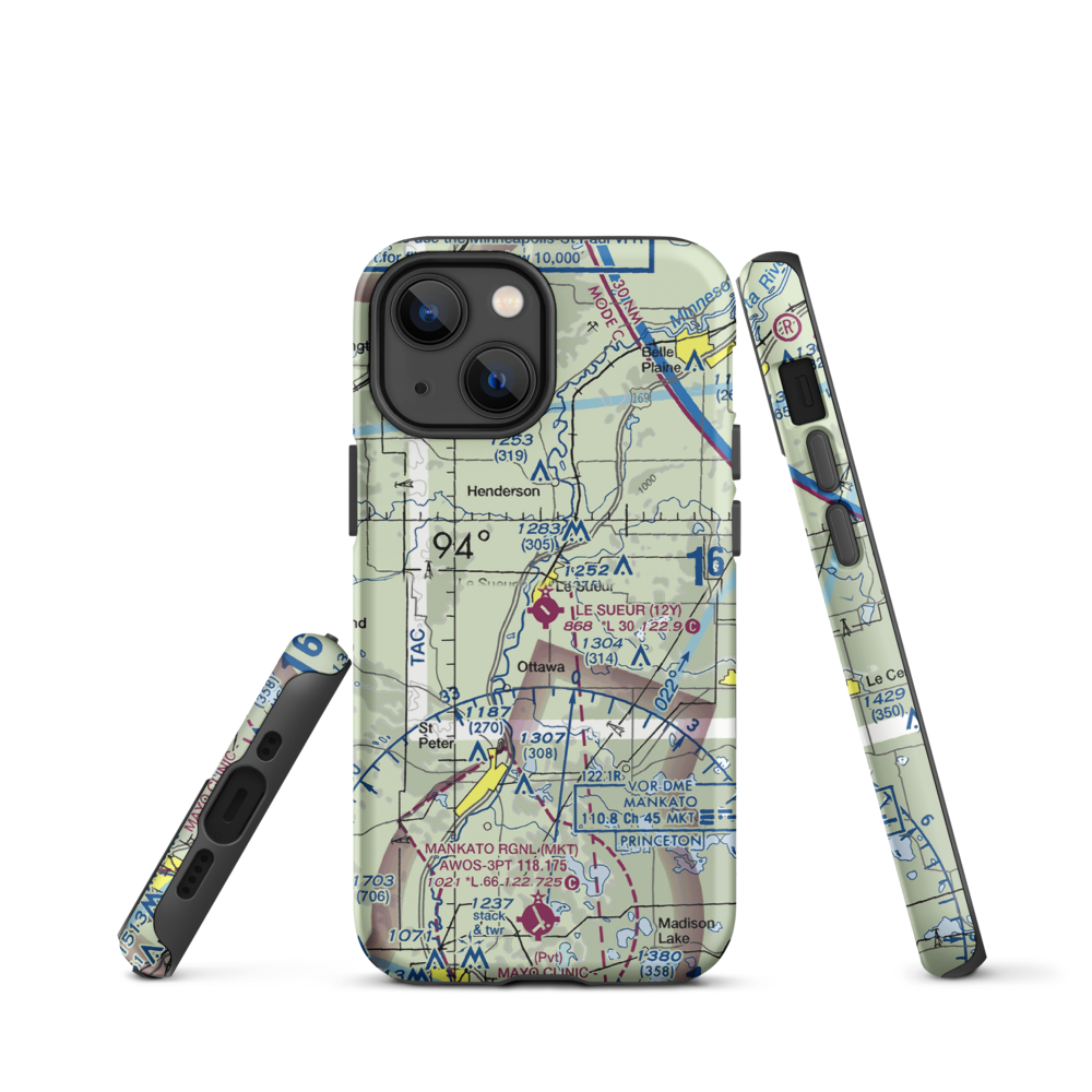 Le Sueur Municipal Airport (12Y) VFR Sectional  Tough iPhone Case iPhone 13 mini model shown