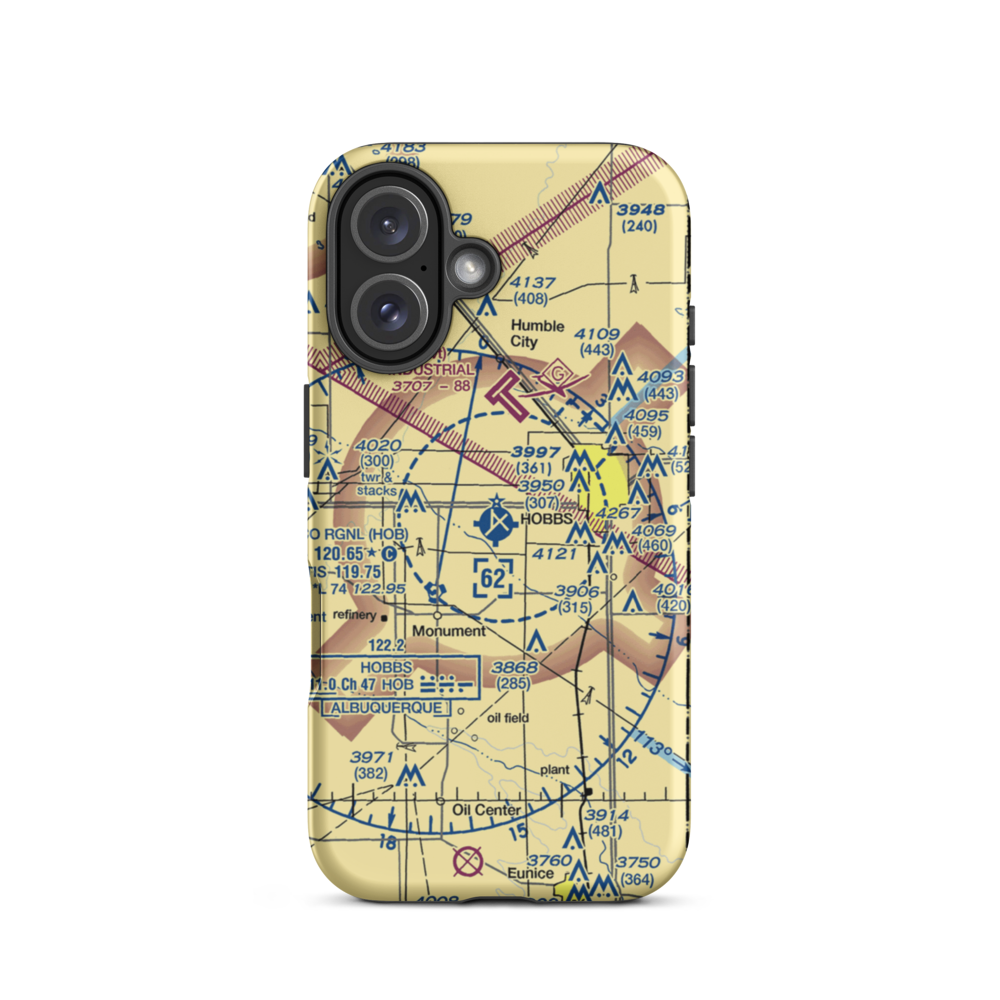 Lea County Regional Airport (HOB) VFR Sectional  Tough iPhone Case iPhone 16 model shown