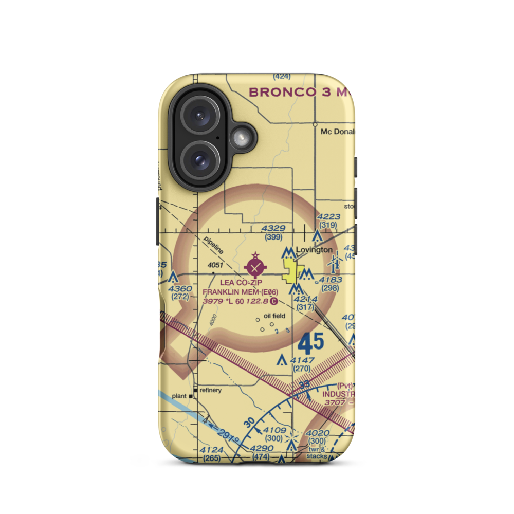 Lea County-Zip Franklin Memorial Airport (E06) VFR Sectional  Tough iPhone Case iPhone 16 model shown