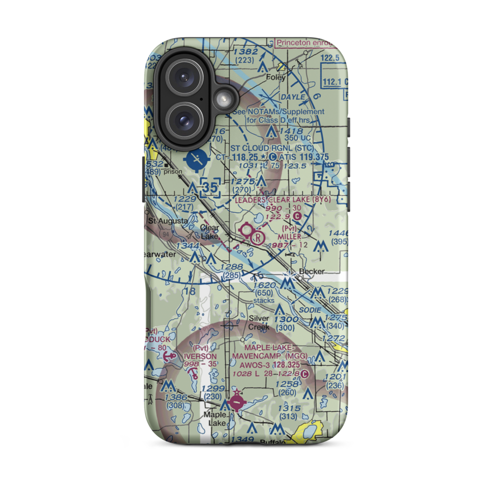 Leaders Clear Lake Airport (8Y6) VFR Sectional  Tough iPhone Case iPhone 16 Plus model shown