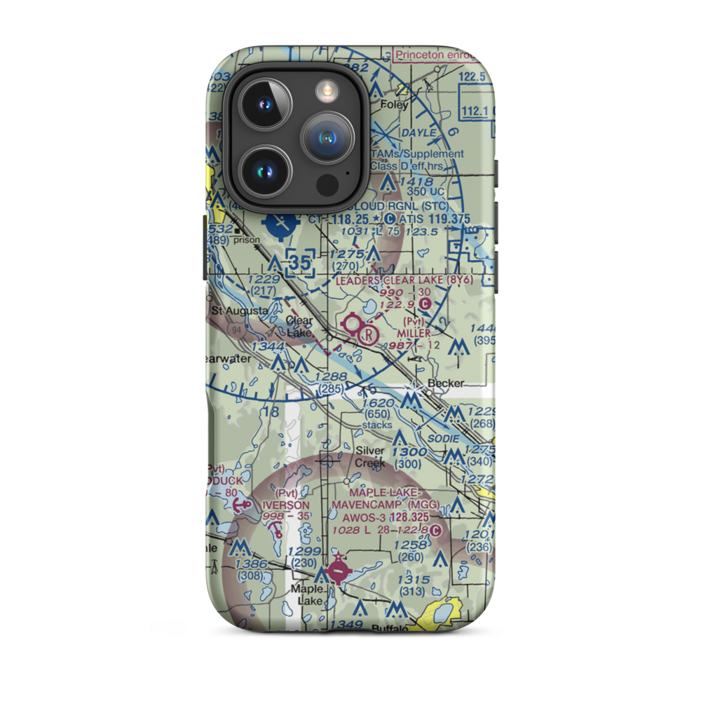 Leaders Clear Lake Airport (8Y6) VFR Sectional  Tough iPhone Case iPhone 16 Pro Max model shown