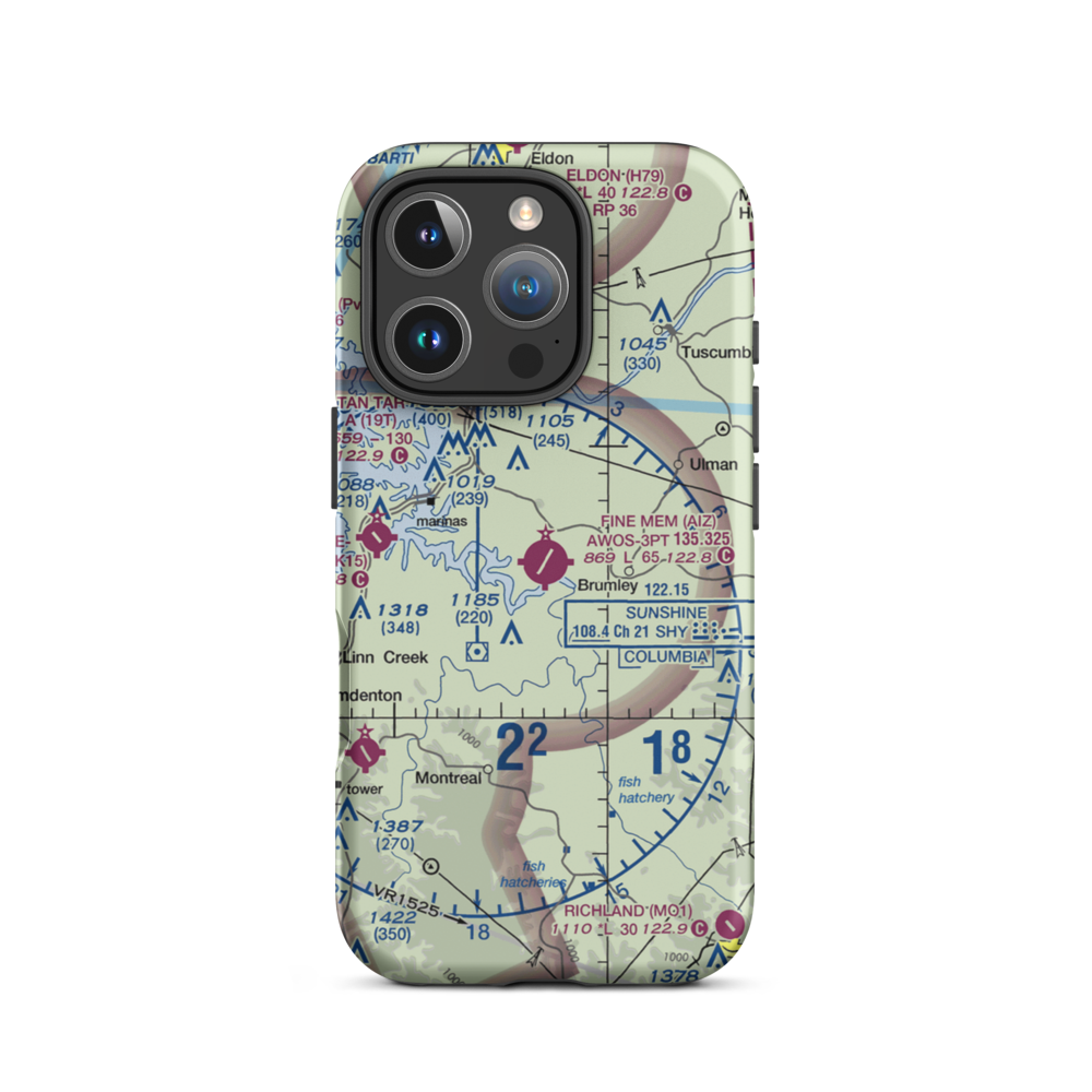 Lee C Fine Memorial Airport (AIZ) VFR Sectional  Tough iPhone Case iPhone 16 Pro model shown