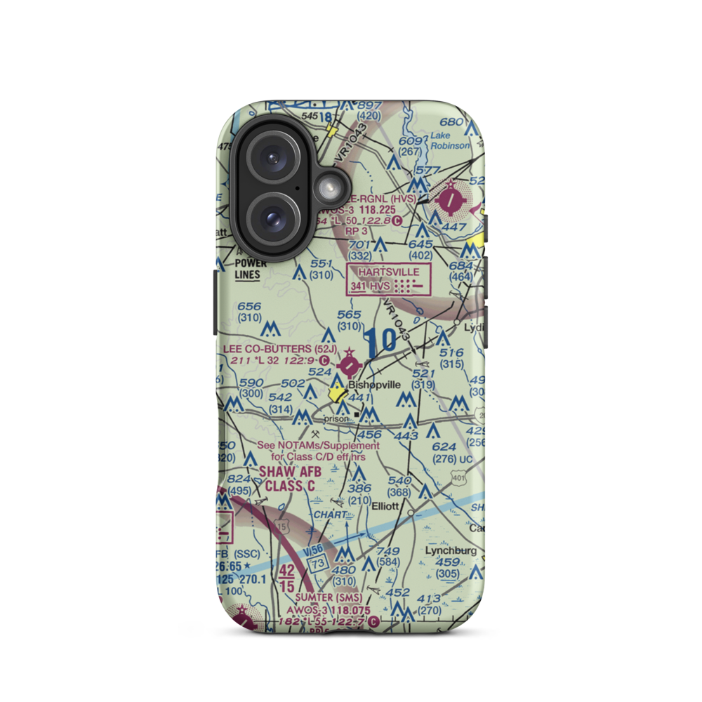Lee County Butters Field (52J) VFR Sectional  Tough iPhone Case iPhone 16 model shown