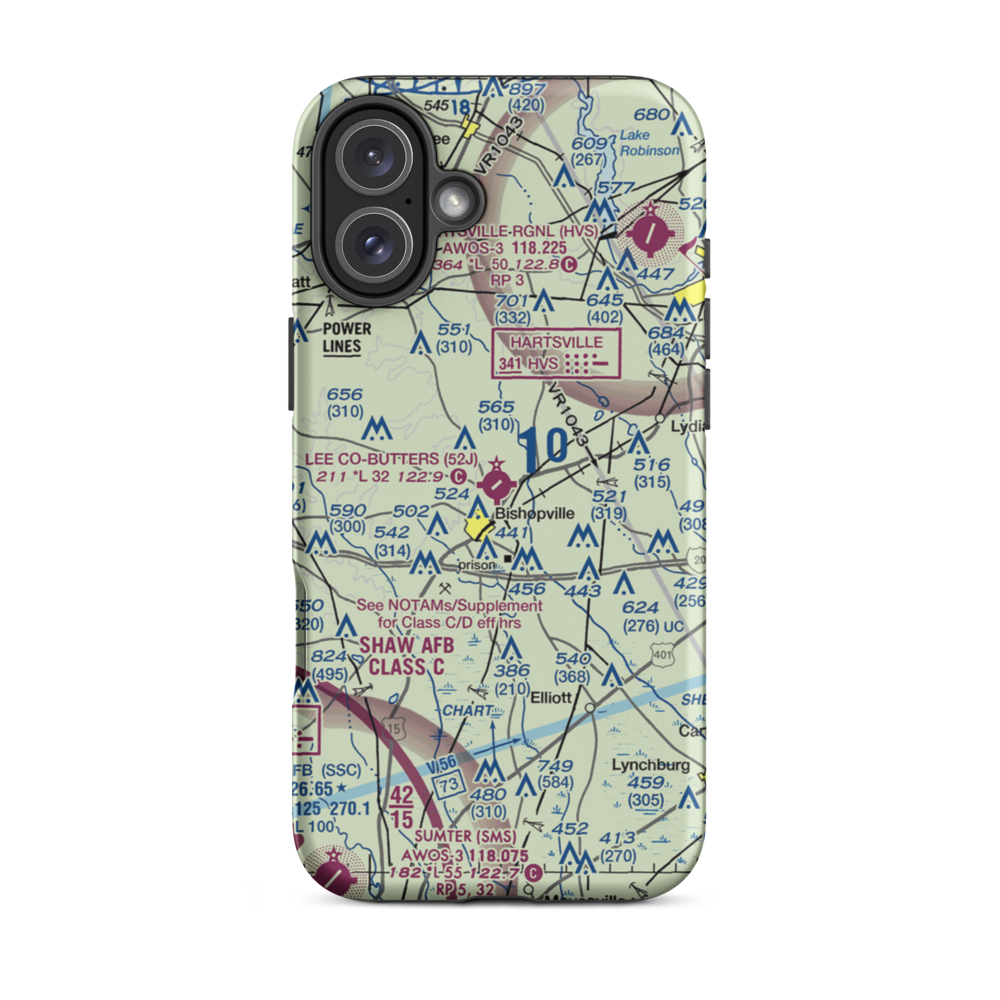 Lee County Butters Field (52J) VFR Sectional  Tough iPhone Case iPhone 16 Plus model shown